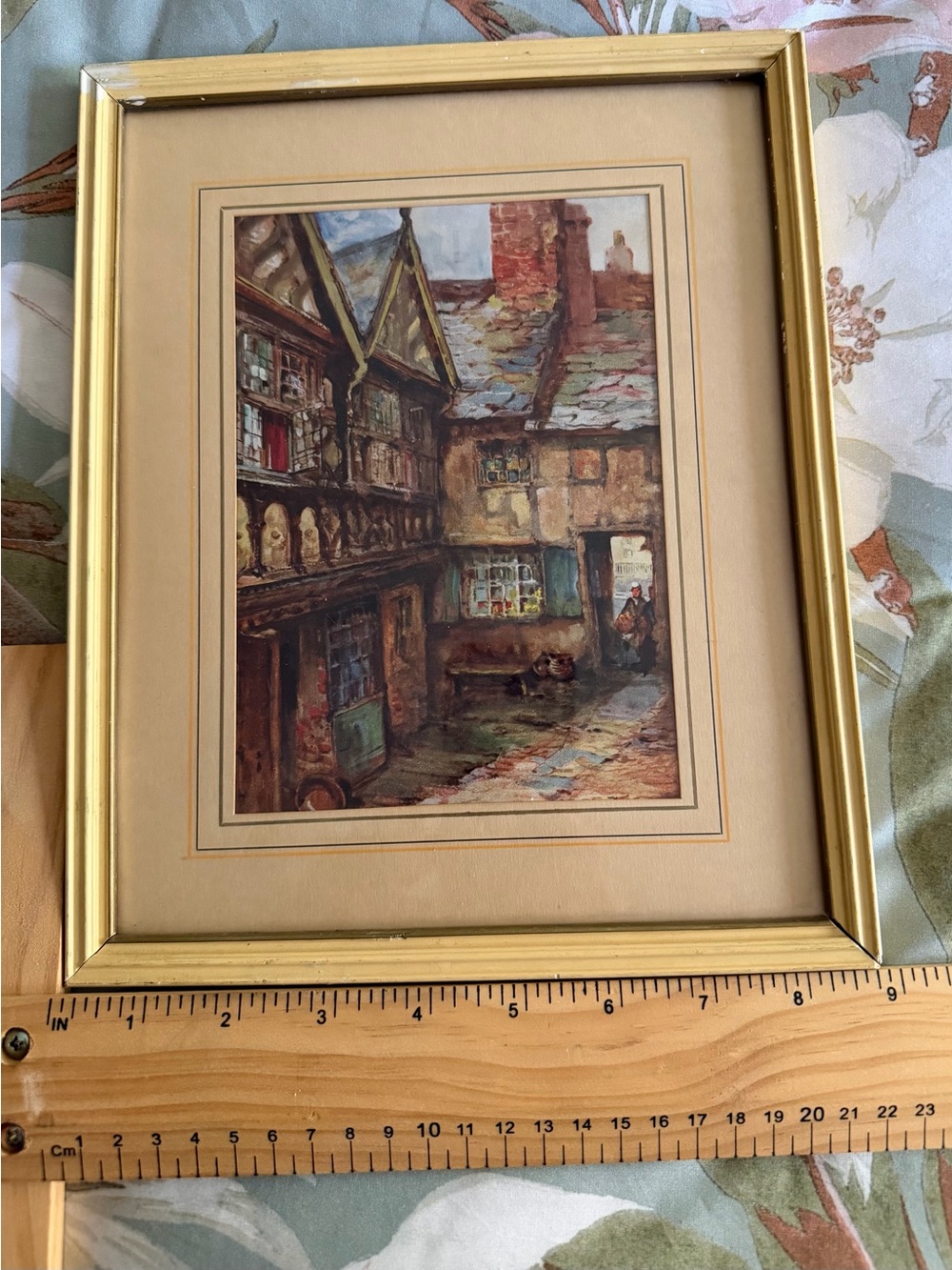 Vintage E.W. Haslehust "Stanley Palace Chester" Framed Print Gold Frame